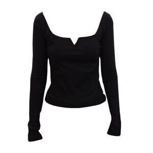 Stradivarius Black Long Sleeve Basic Tee